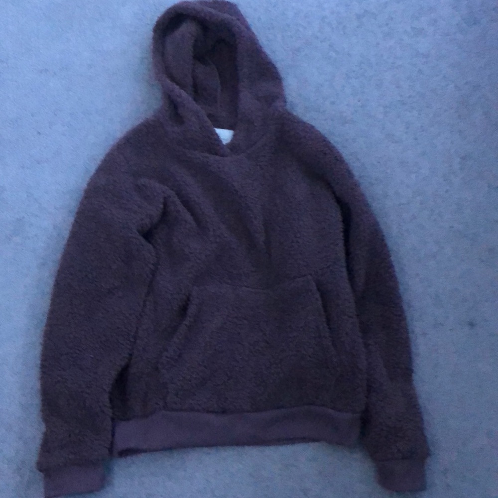 brown soft puffy sweatshirt